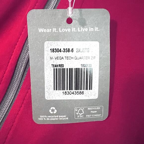 ESPN Red Long Sleeve Quarter Zip Logo Top NWT Men’s 2XL Lightweight Father’s Day - Picture 8 of 10